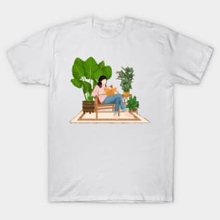 Reading with plants 1 T-Shirt